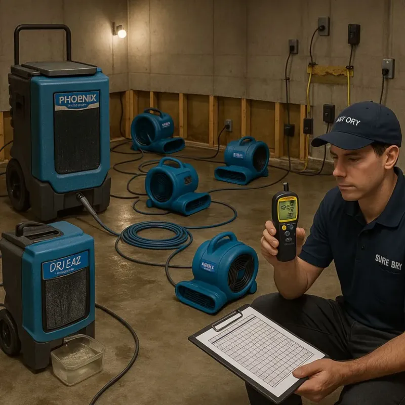 Structural Drying and Dehumidification process in Aspen Hill, MD